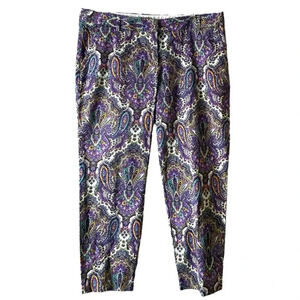 J CREW | Women’s Cotton Purple Paisley Printed Skimmer City Fit Pants Size 12